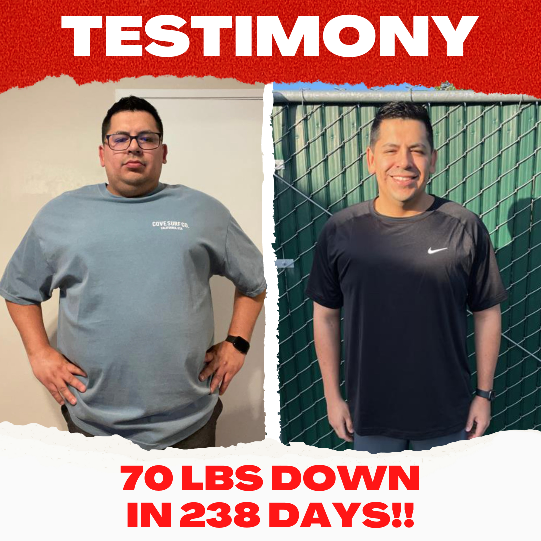 Male fitness client Raul 42 pound weight loss transformation portrait