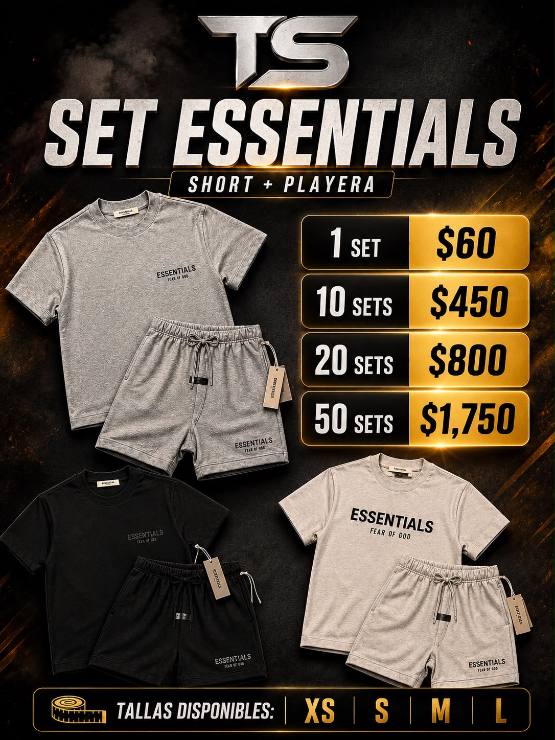 Essentials conjunto set with shorts product from Twin Supply USA