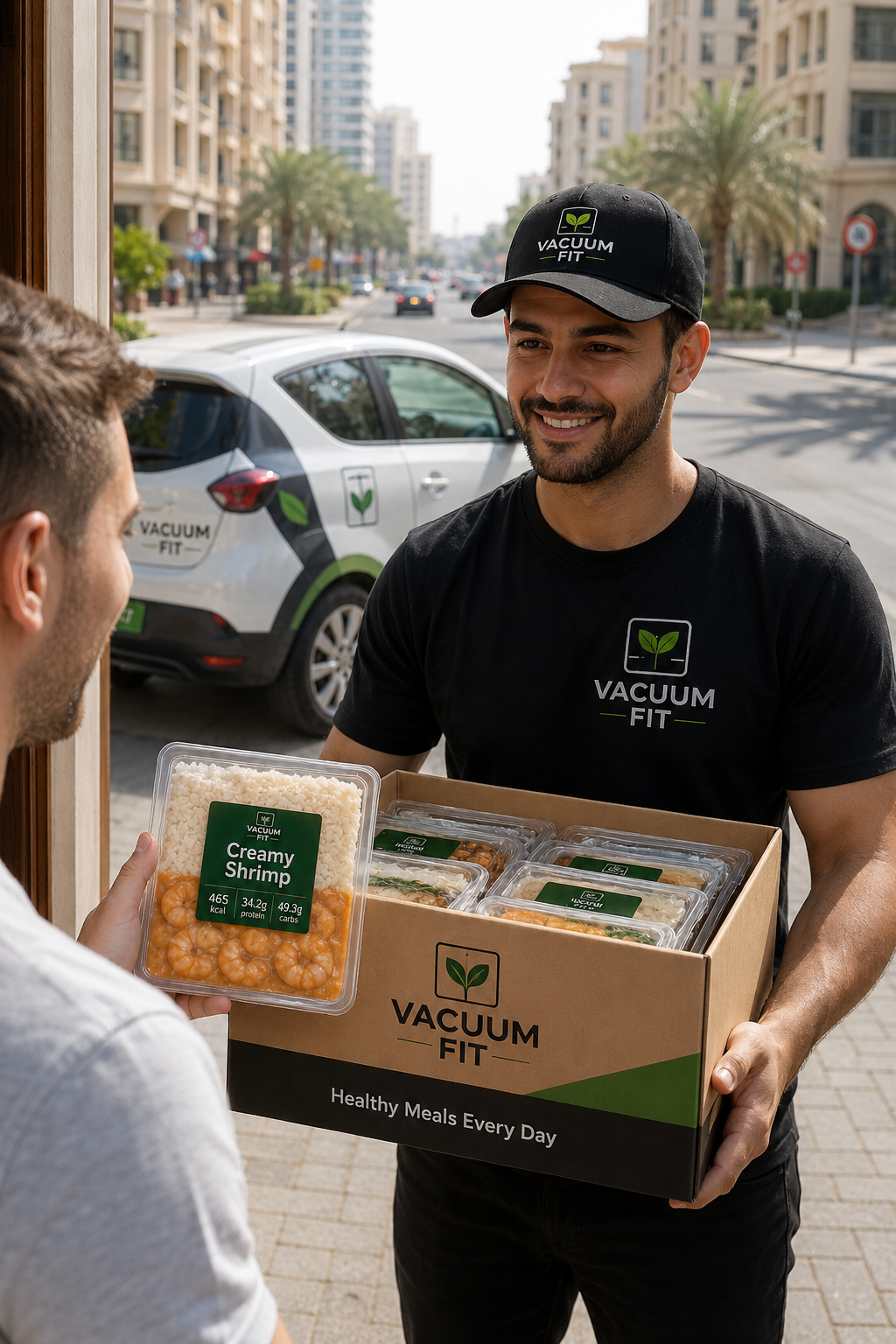Premium chef-prepared vacuum-sealed healthy meal with grilled chicken, quinoa and fresh vegetables presented on an elegant dark plate