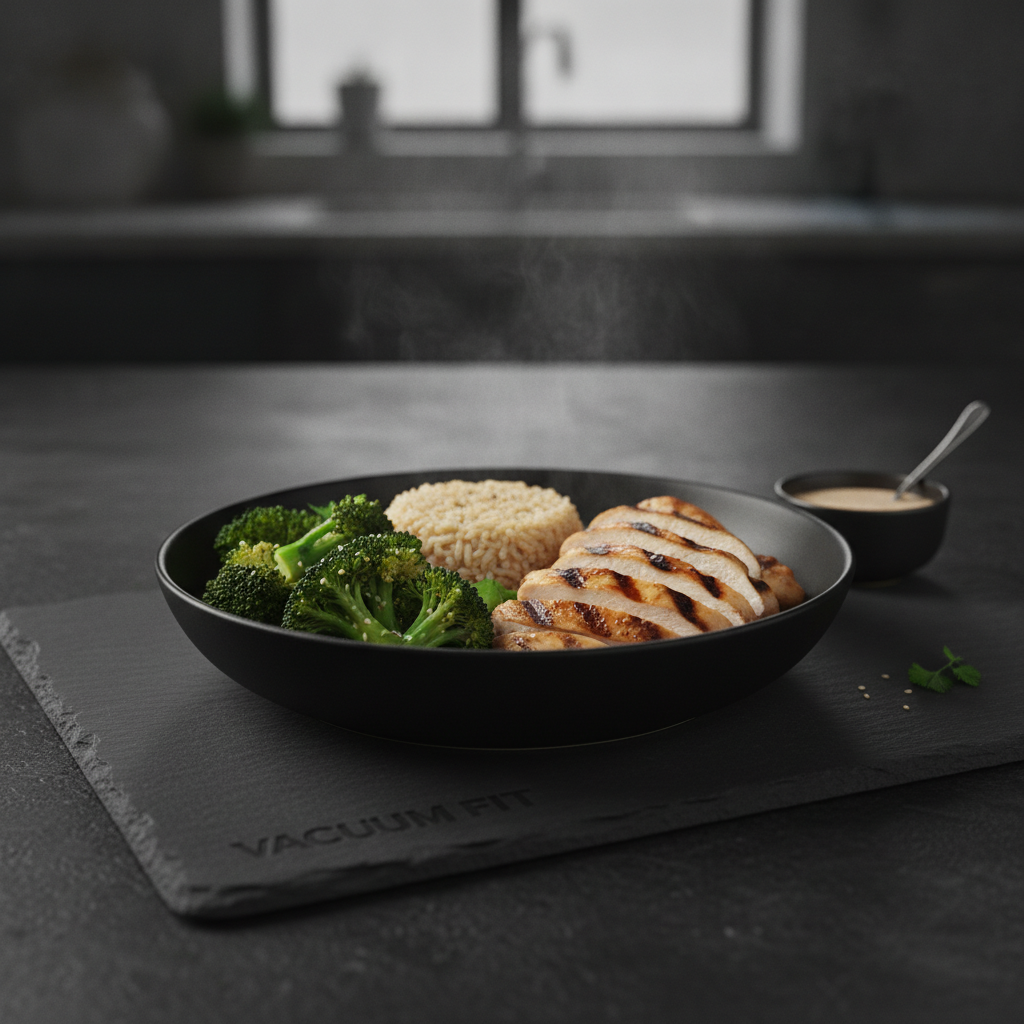 High-protein grilled chicken bowl with brown rice and steamed broccoli for fitness meal plan