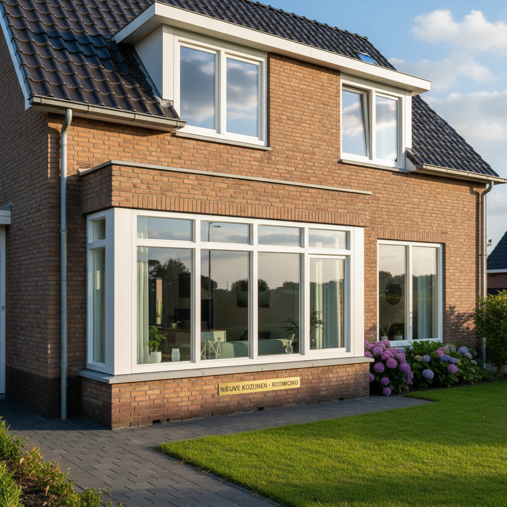 Nieuwe witte kunststof kozijnen geïnstalleerd in eengezinswoning in Roermond met HR++ beglazing