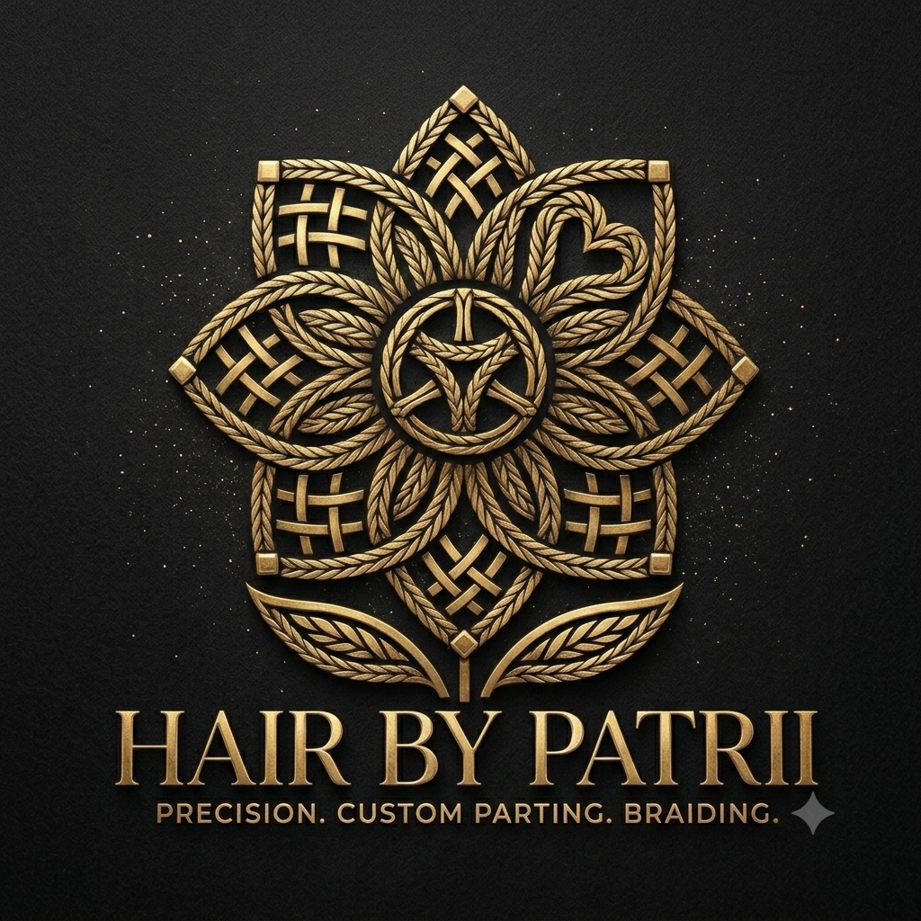 Hair By Patrii hair stylist brand logo featured in portfolio case study showcasing custom website design and Instagram ad campaign by David & Co Creative