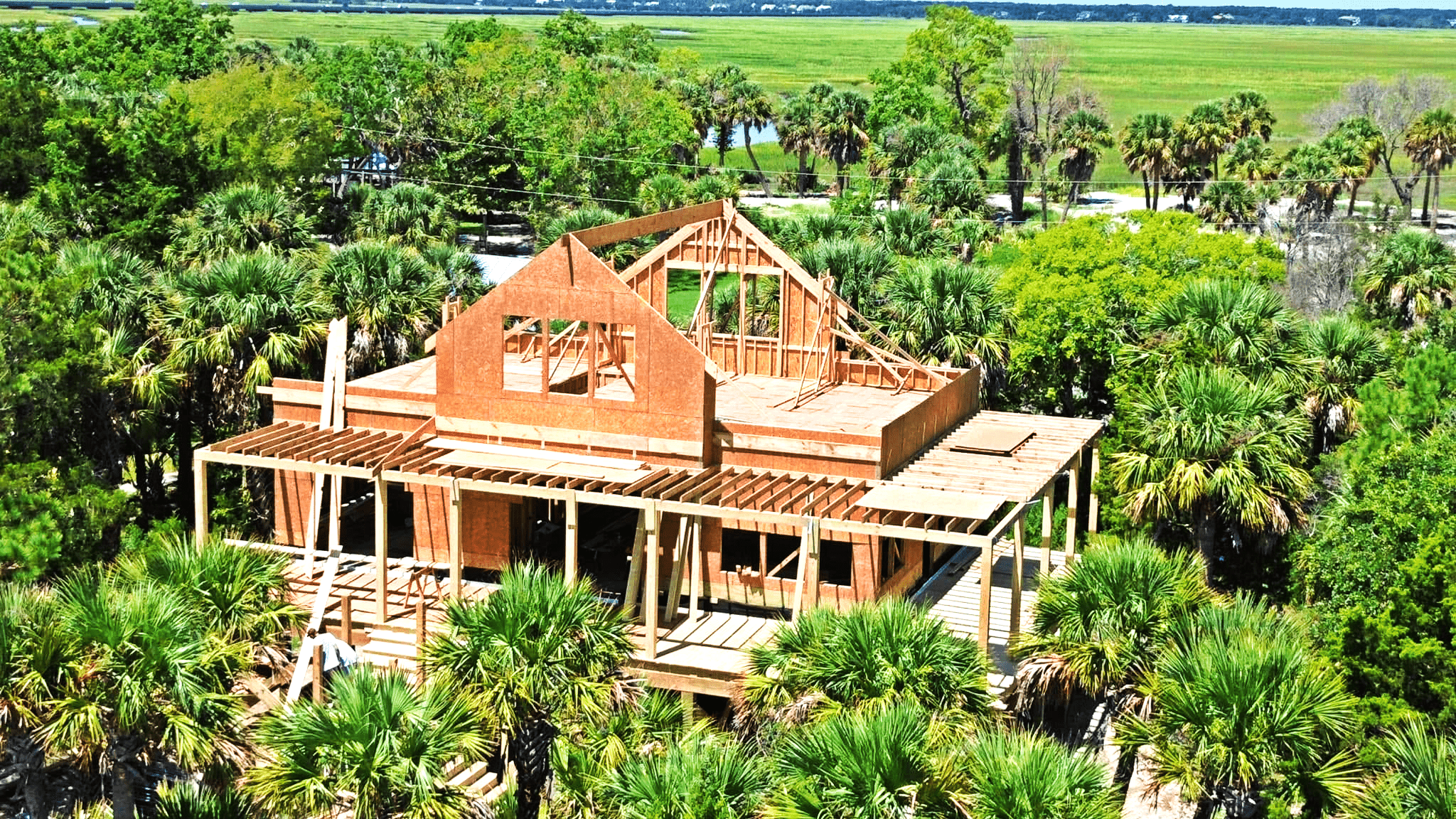 Custom coastal home under construction in the Lowcountry by Taylor Coastal Construction