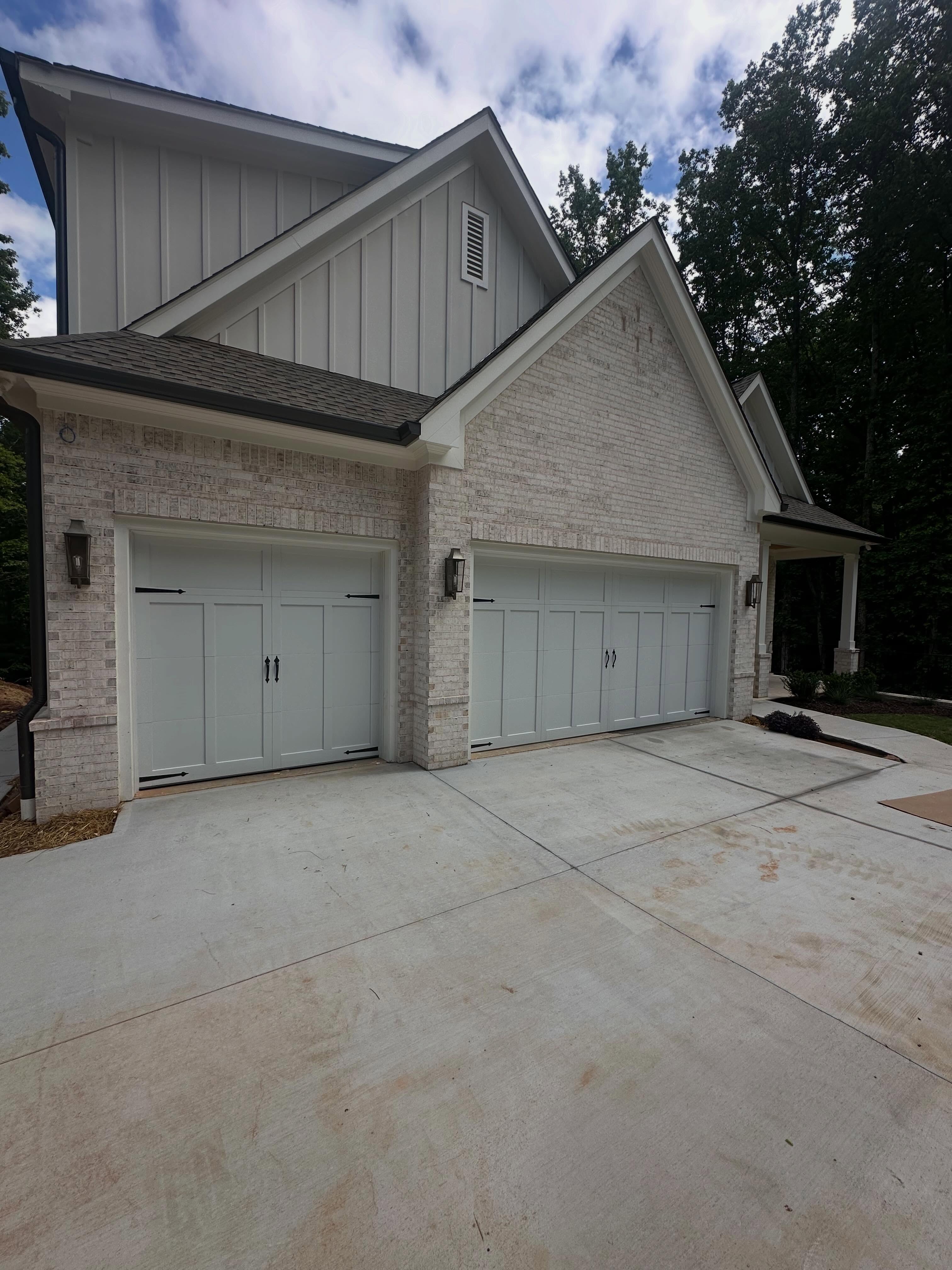 Traditional two-door residential garage setup