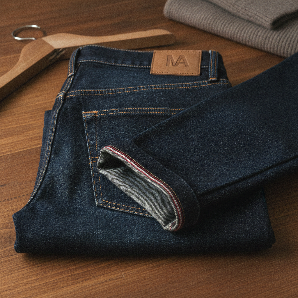 Pre-loved vintage Levi's denim jeans folded showing worn-in character