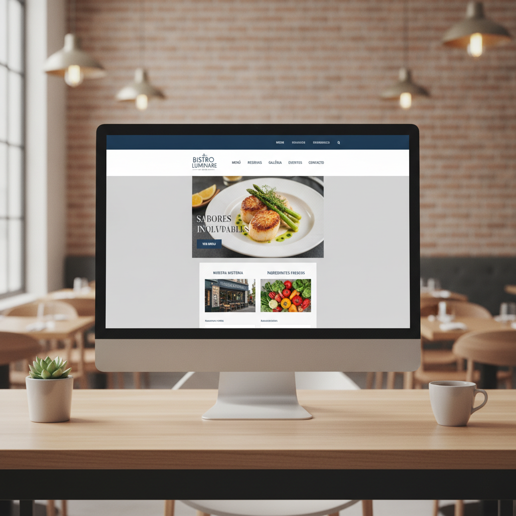 Preview de página web elegante y profesional diseñada por Eleva Digital para pequeña empresa con diseño premium en tonos navy y dorado