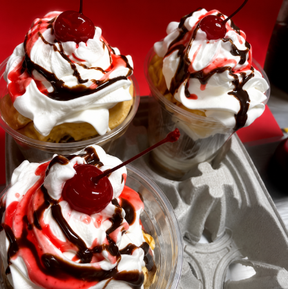 Fresh strawberries with sweet cream fresas con crema in a tall glass cup