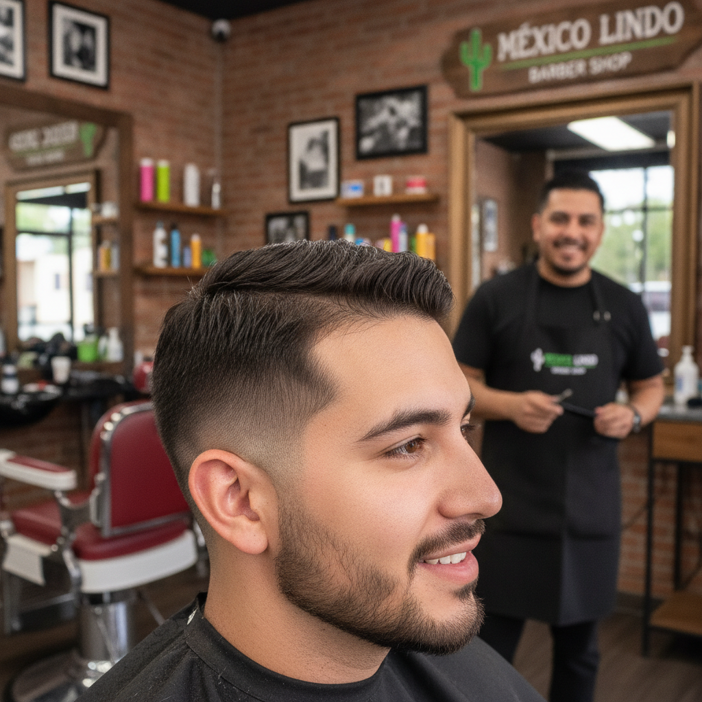 Close-up of a perfectly executed razor fade haircut on a client