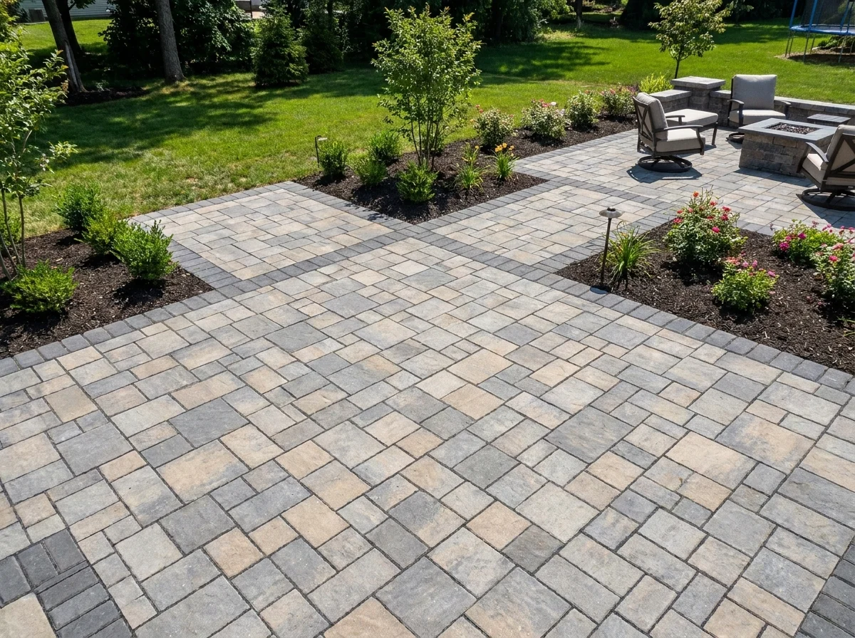 Outdoor paver patio installation detail