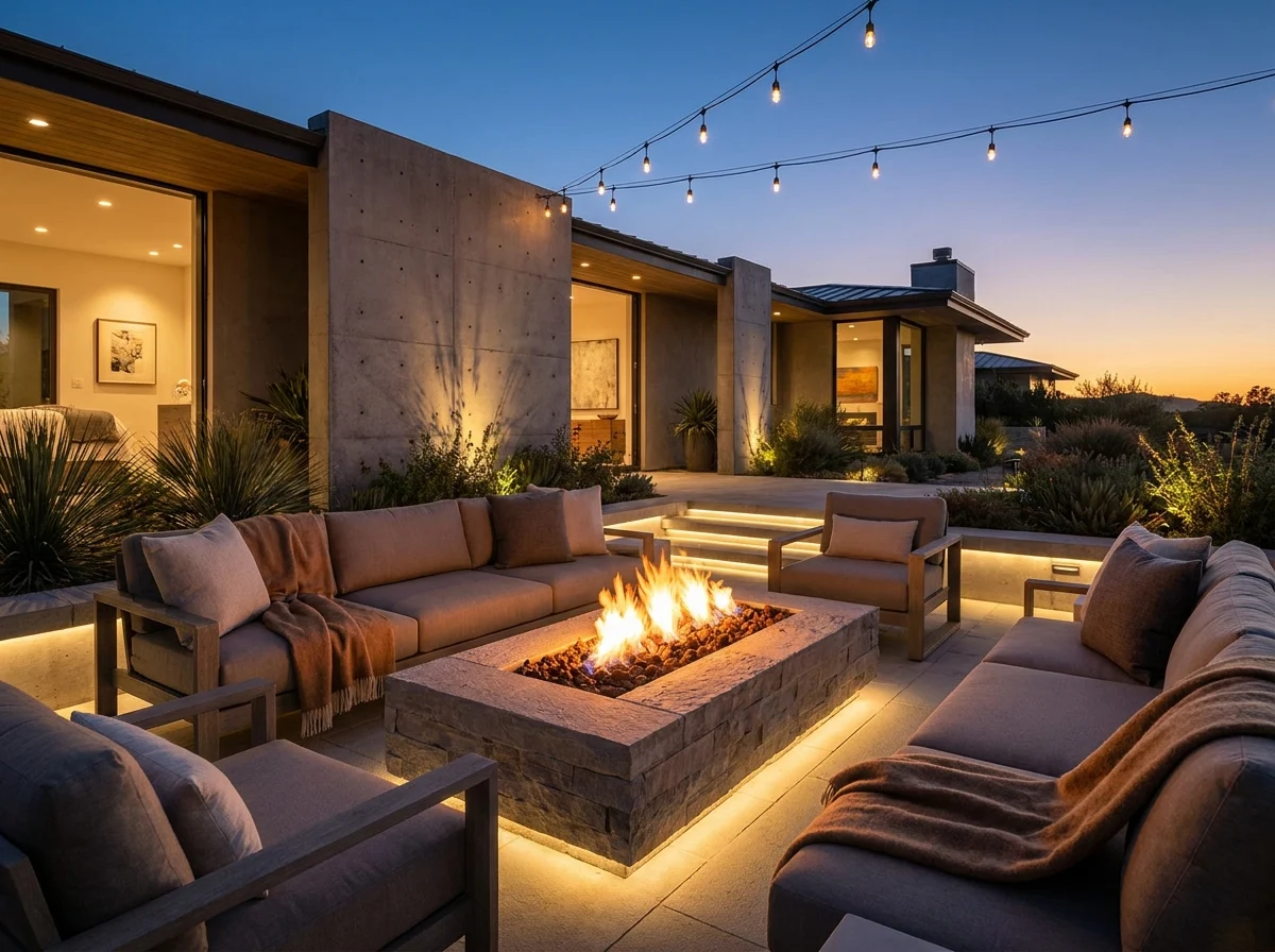 Stone fire pit and patio project in San Antonio, TX
