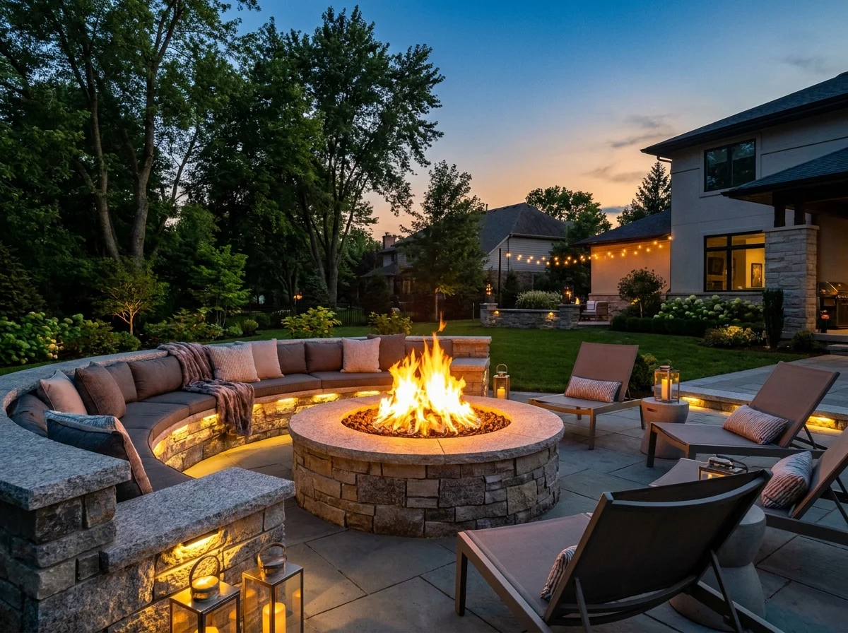 Patio and fire pit hardscape project