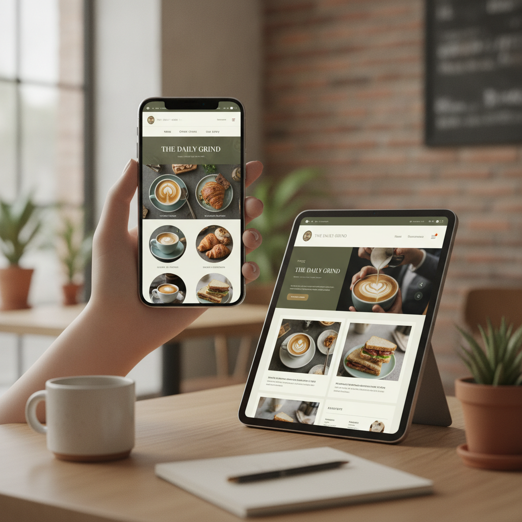 Responsive mobile website design for a boutique cafe