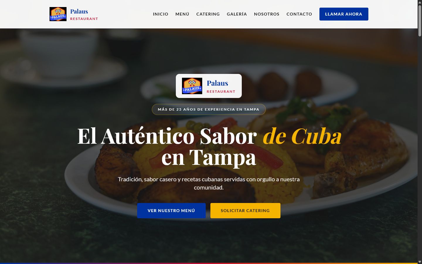 Elegant restaurant website and digital menu displayed on tablet and phone for Palaus Restaurant