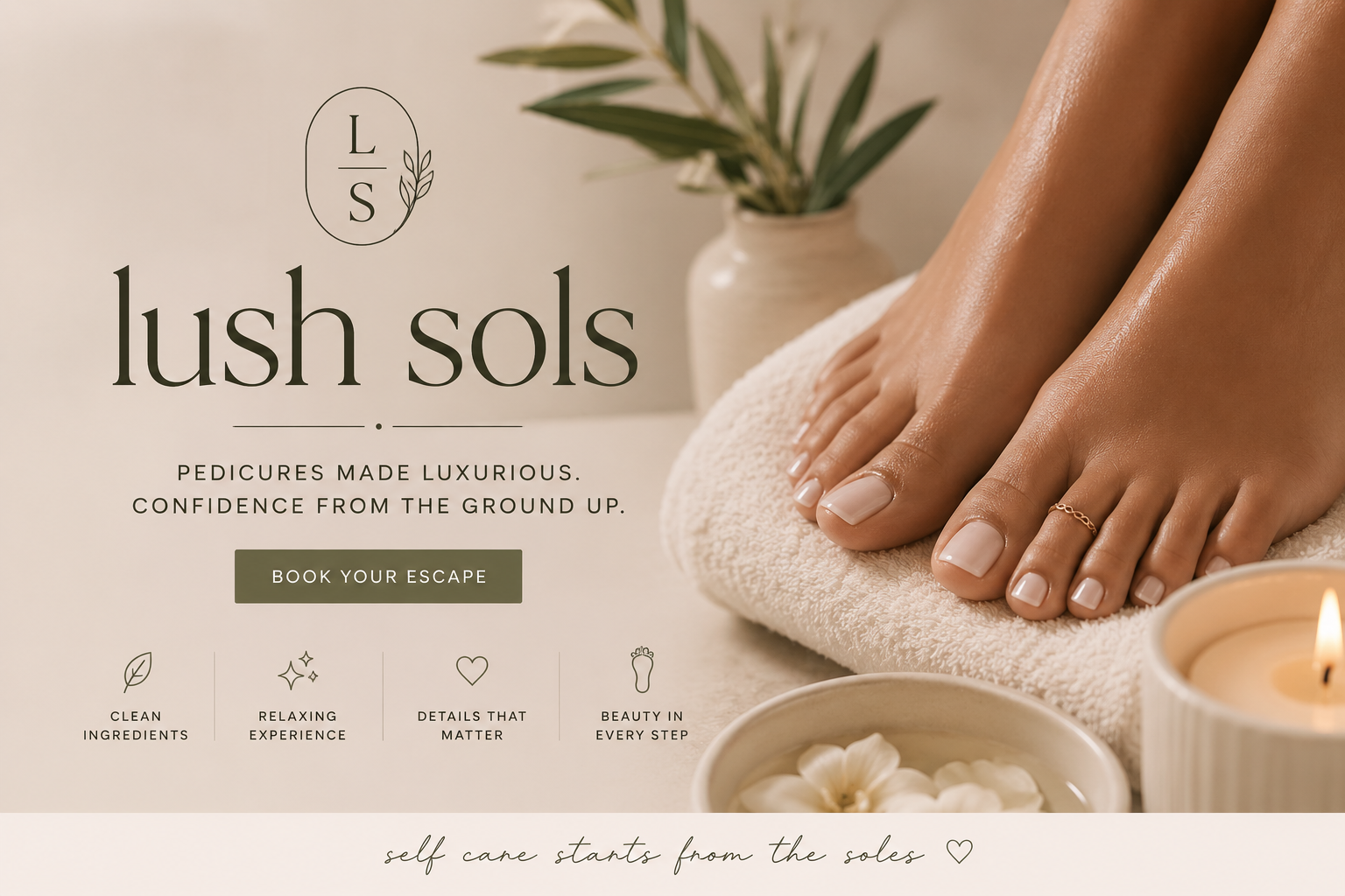 Client enjoying a luxurious pedicure treatment at Lush Sols