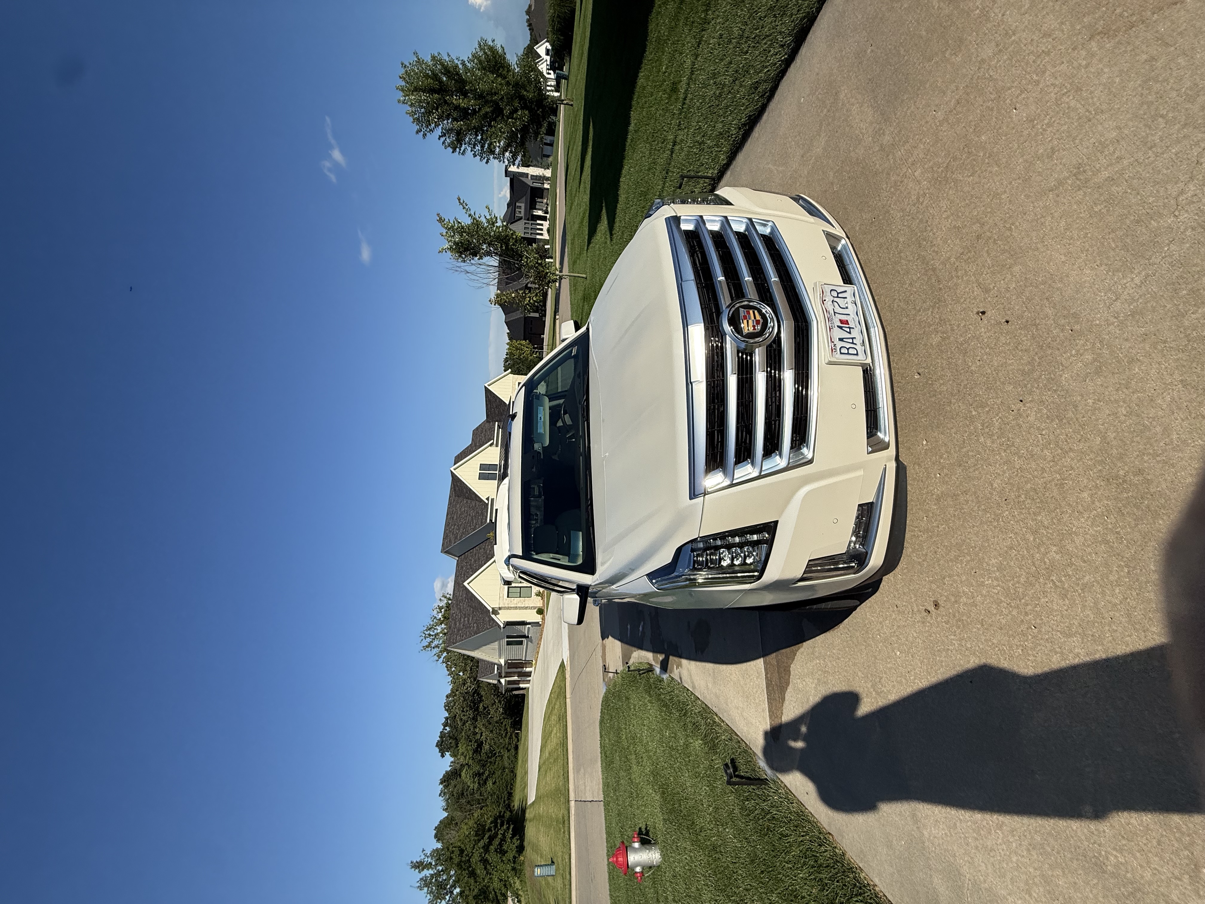 Professional mobile detailer hand washing glossy black luxury car exterior with foam and microfiber mitt in client driveway