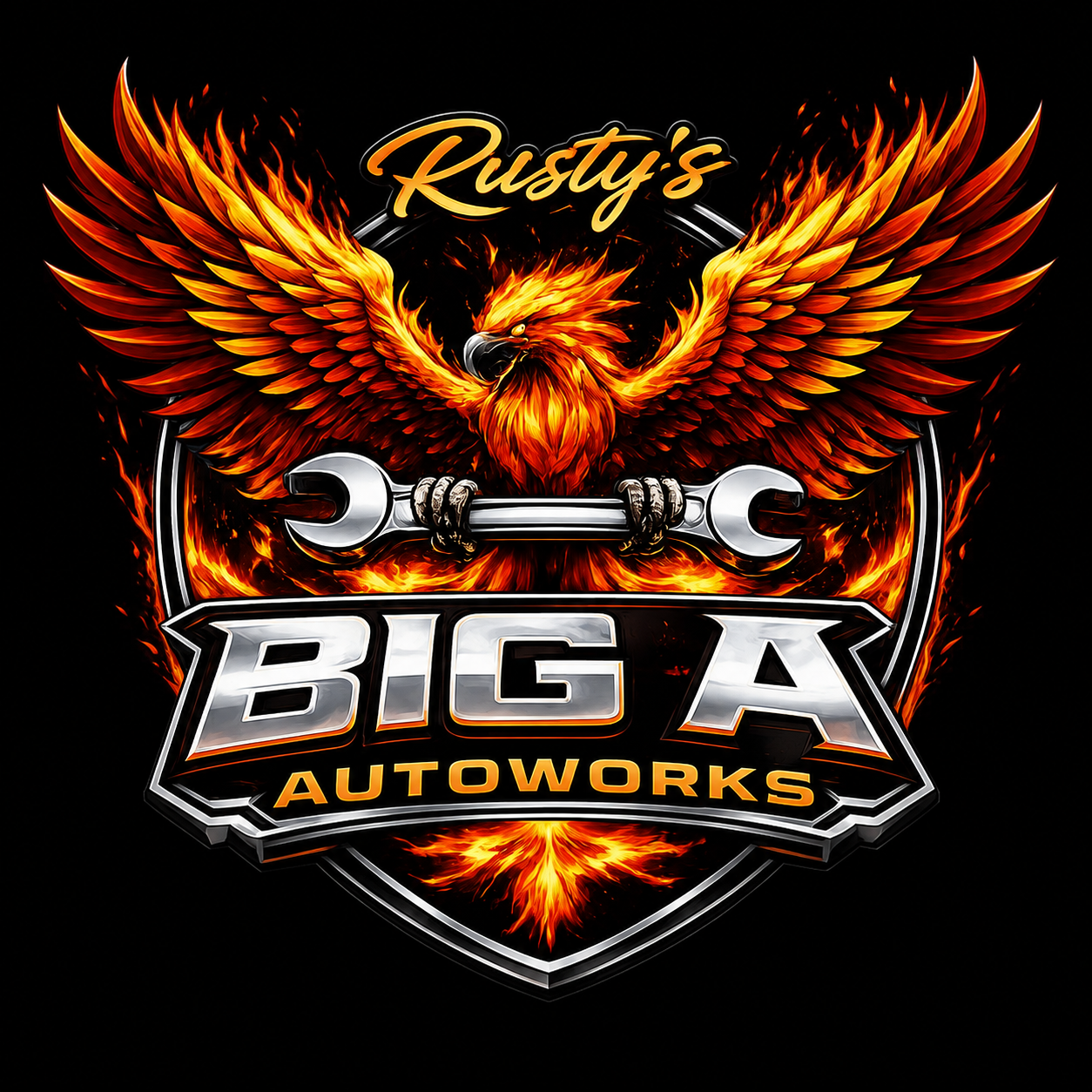 Rusty's Big A Autoworks logo