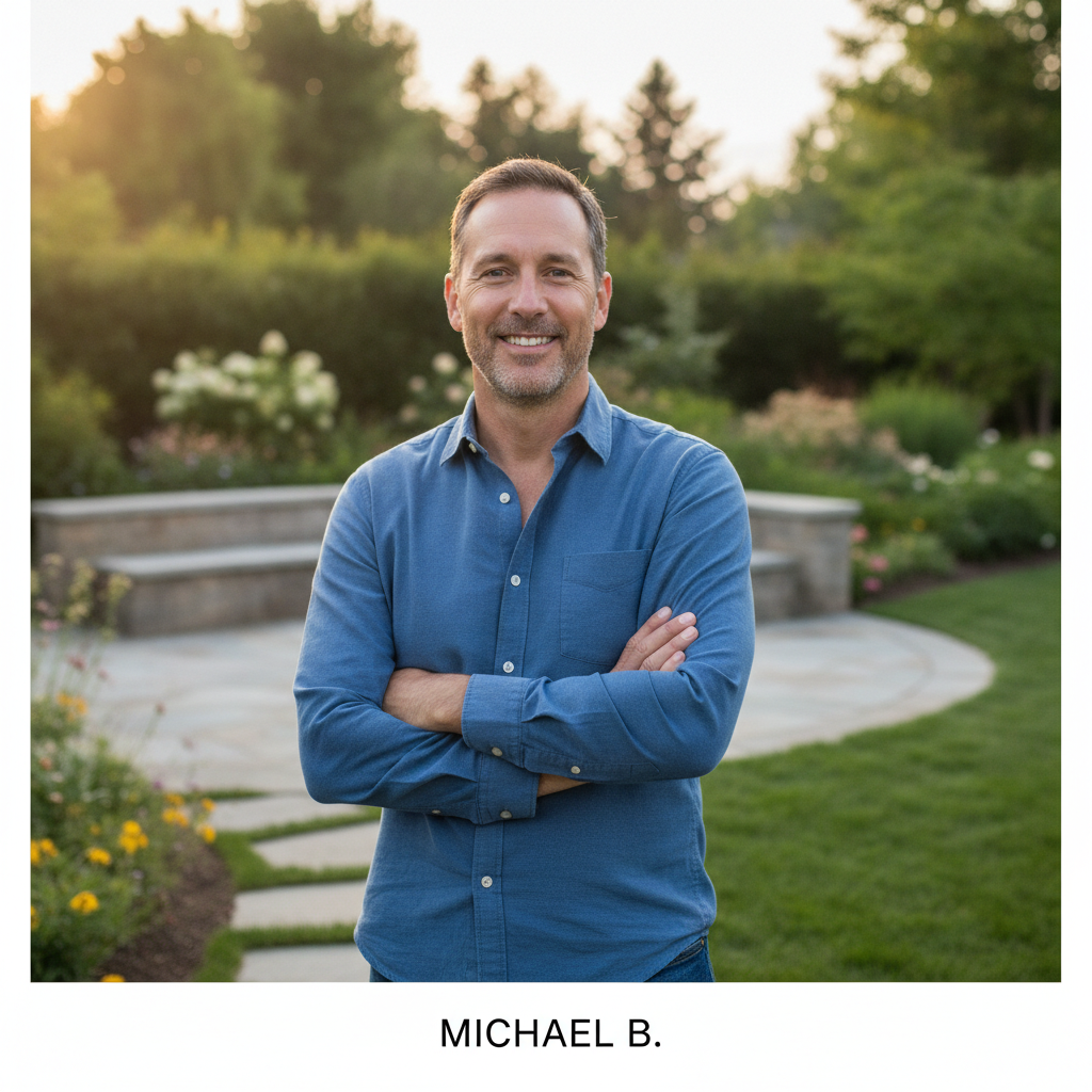 Portrait photo of satisfied male customer Michael