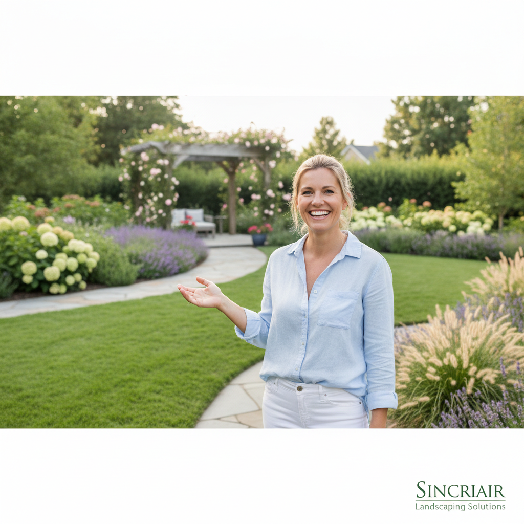 Portrait photo of happy female customer Sarah