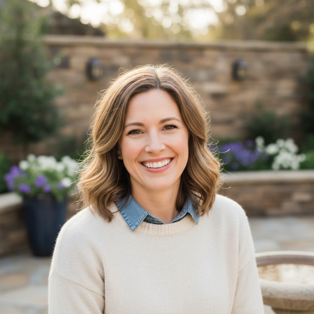 Portrait photo of pleased female customer Emily