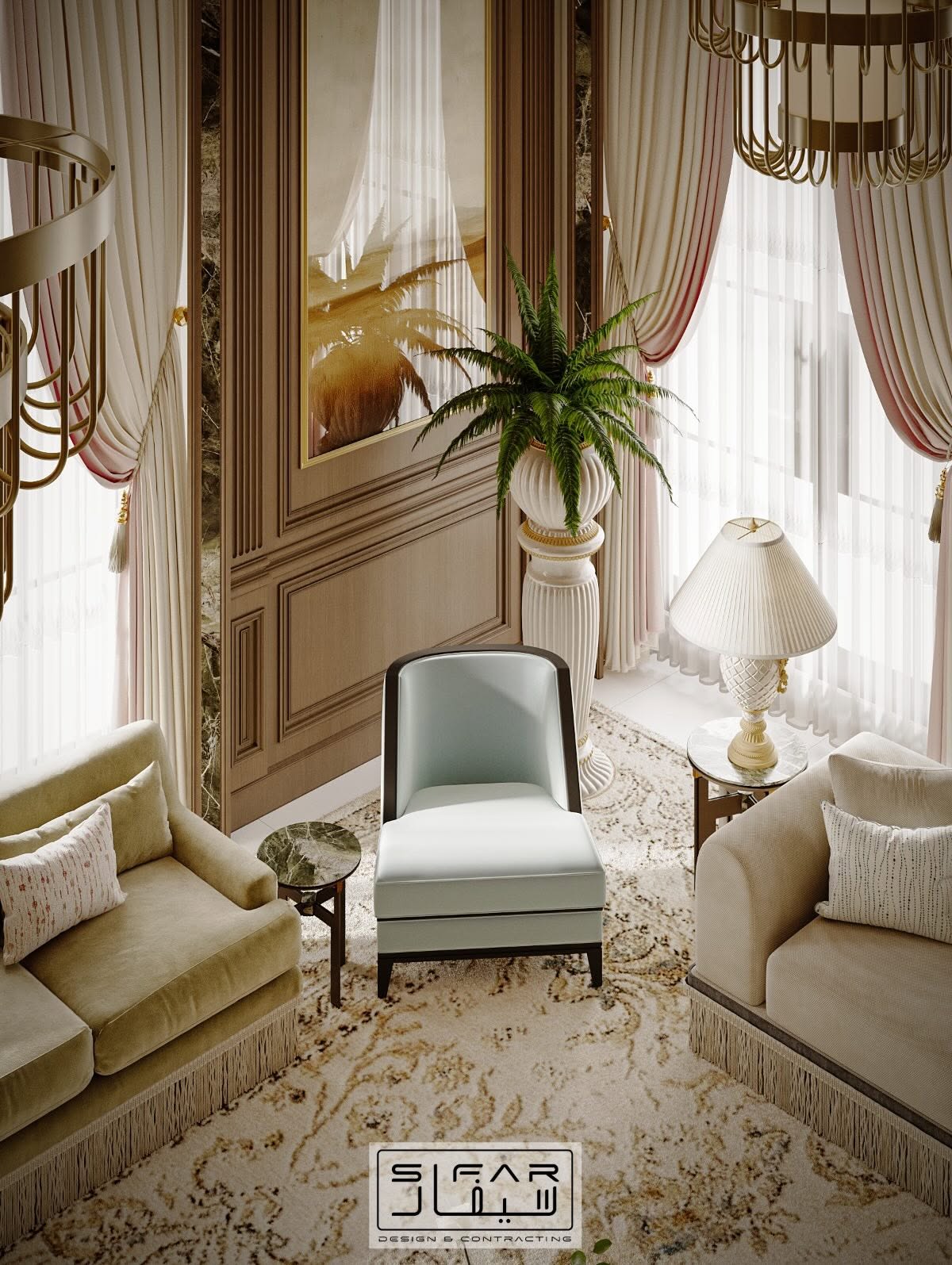 SIFAR portfolio — Private Library Lounge — Material Finish
