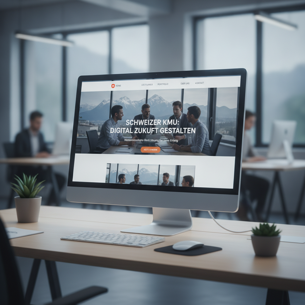 Modernes Business-Webseiten Homepage-Design für Schweizer KMU mit Hero-Sektion und Navigation