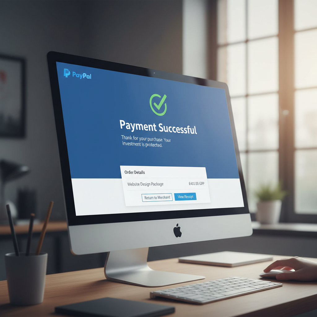 Secure PayPal payment gateway interface showing successful transaction