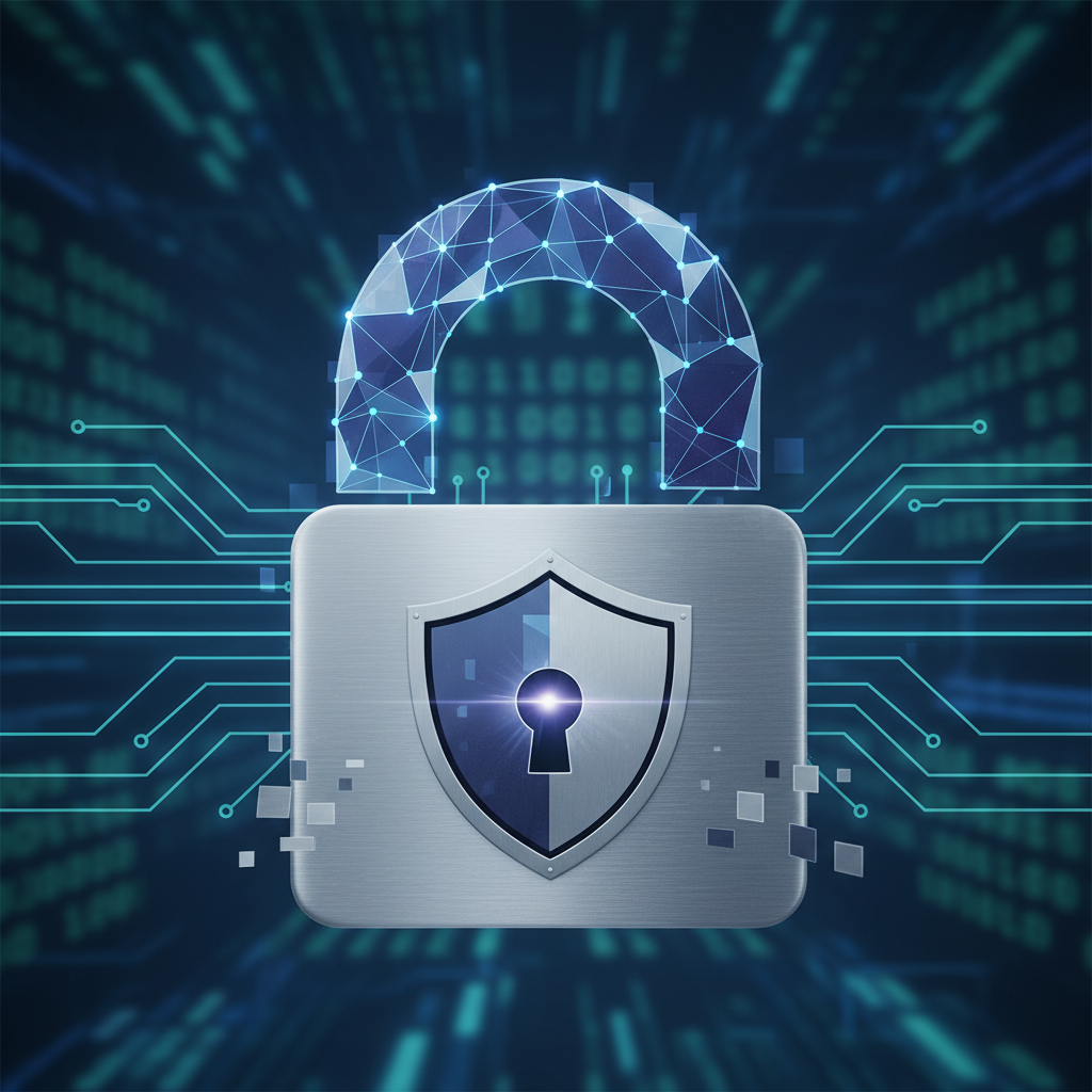 Abstract digital lock icon representing payment security and data encryption