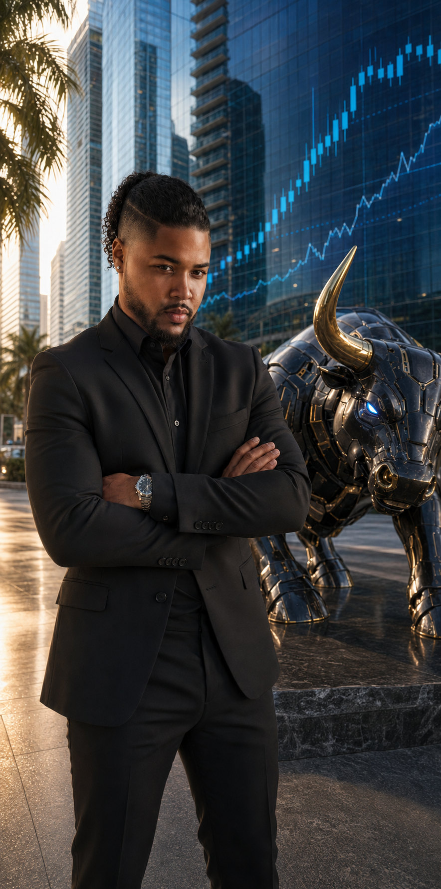 Professional portrait of Jay Gray, confident trader and educator, in an urban professional setting