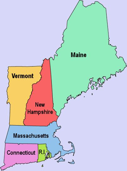 Stylized map showing the service area of Easy Choice Pavement covering key regions in Maine and New Hampshire
