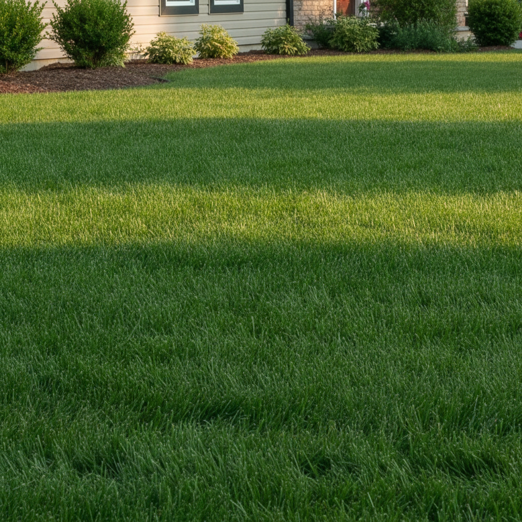 Close-up of pristine weed-free lawn after professional herbicide weed control treatment eliminated dandelions crabgrass and clover