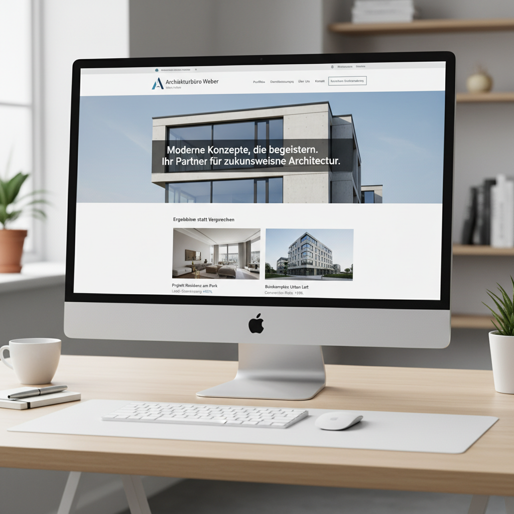 Moderne WEBSEITEN Mockup einer Unternehmenswebsite für einen Dienstleister in cleanem Design