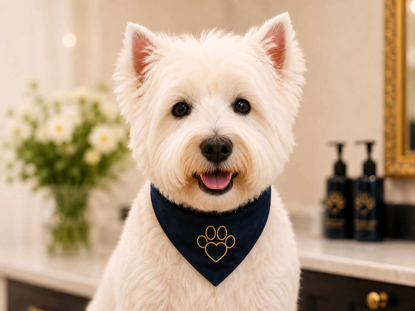 White terrier after grooming
