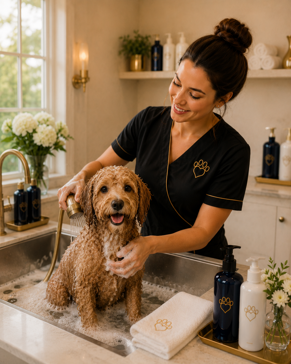 Dog bath and brush service in San Antonio pet grooming salon