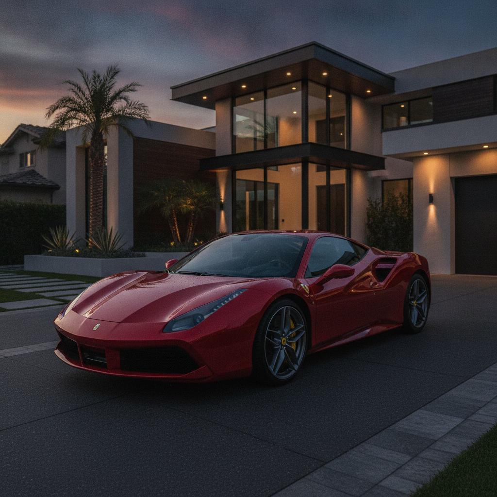 Finished red sports car with a glossy finish