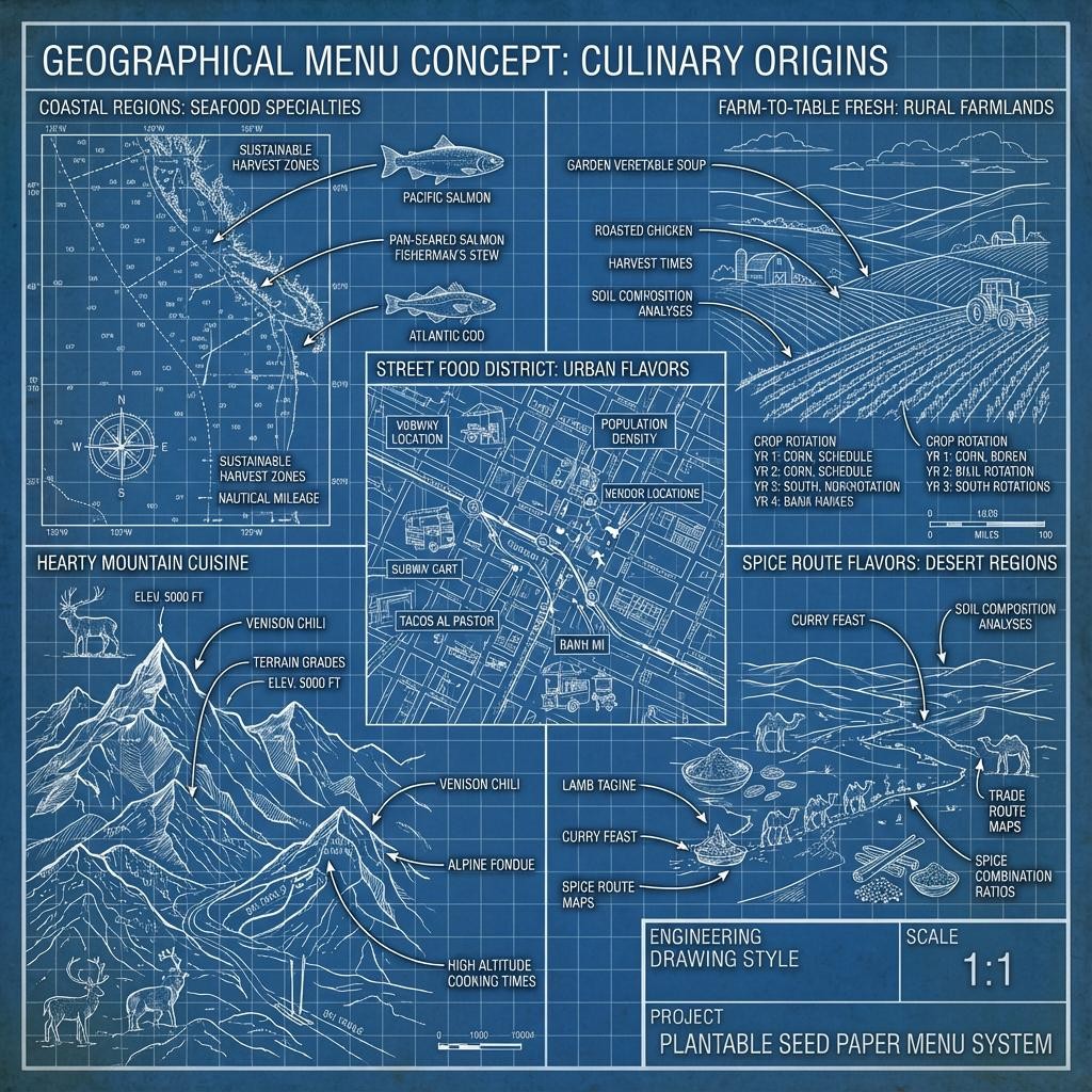Engineered layout grid for a menu concept