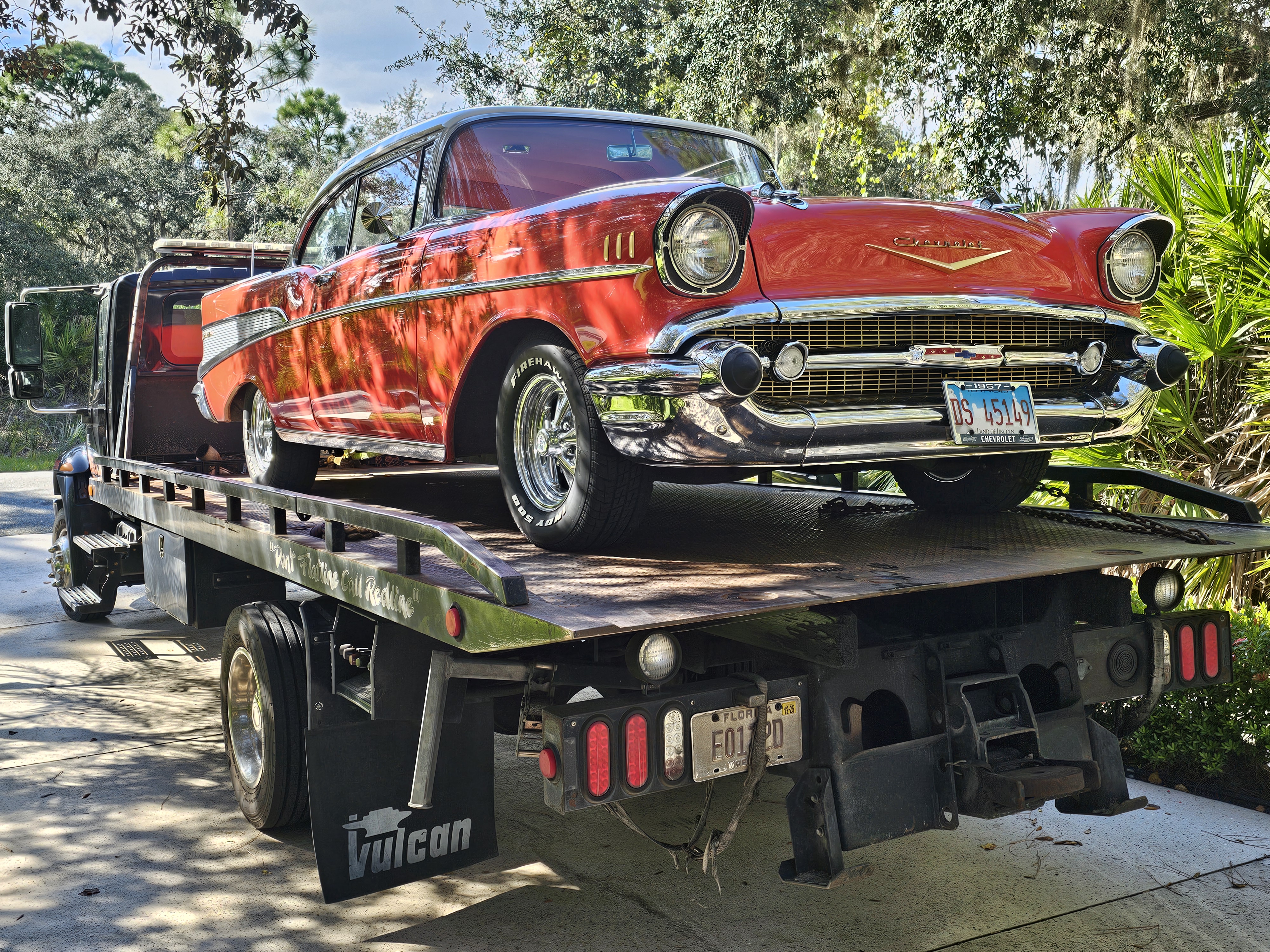 Modern Redline Flatbed Truck