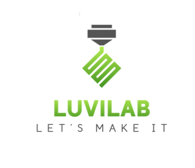 Two teenage founders of Luvilab collaborating on a 3D print design on a laptop