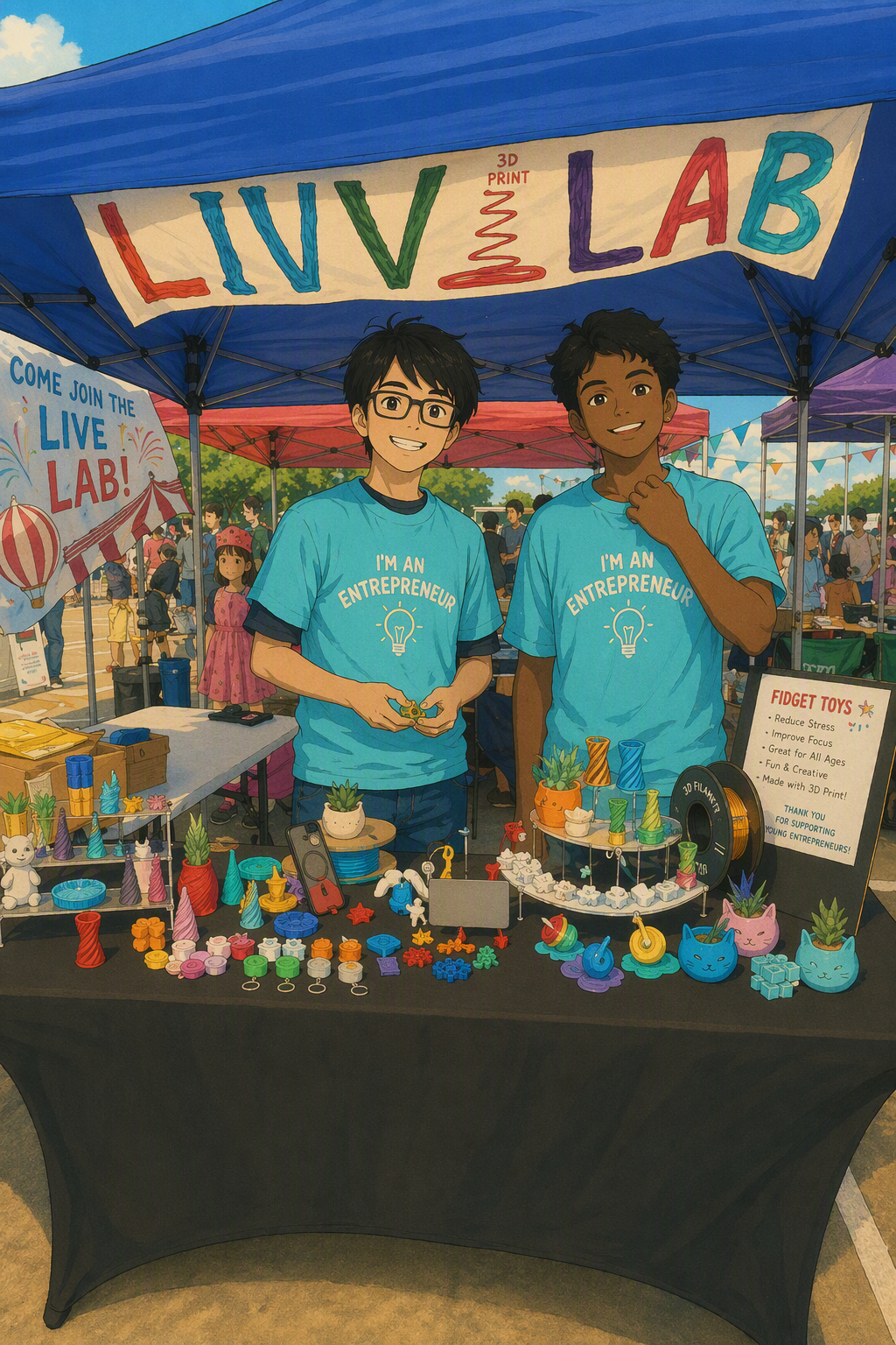 Vibrant and colorful 3D printed articulated toys, satisfying gadgets, and calming desk accessories made by Luvilab