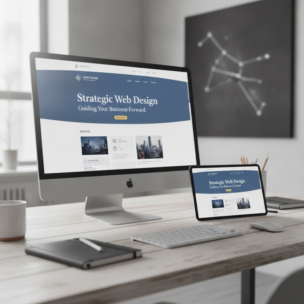 Abstract sample website design preview mockup showcasing modern digital agency layout with clean interface elements