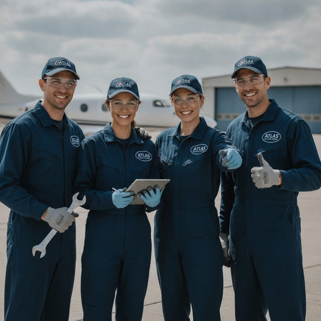 Sleek private jet gleaming on tarmac after luxury detailing by Atlas Aviation Care