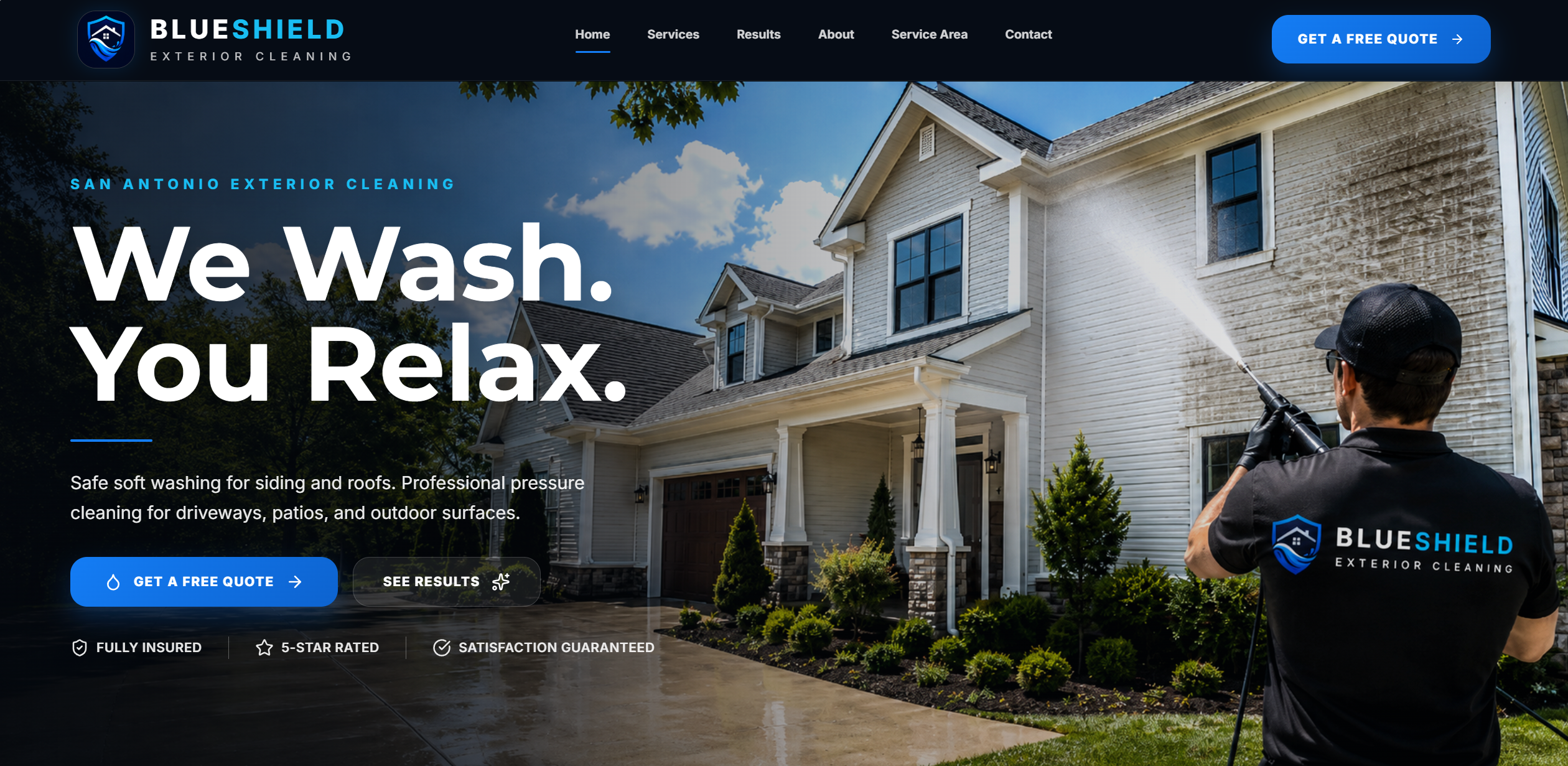 Pressure washing website preview