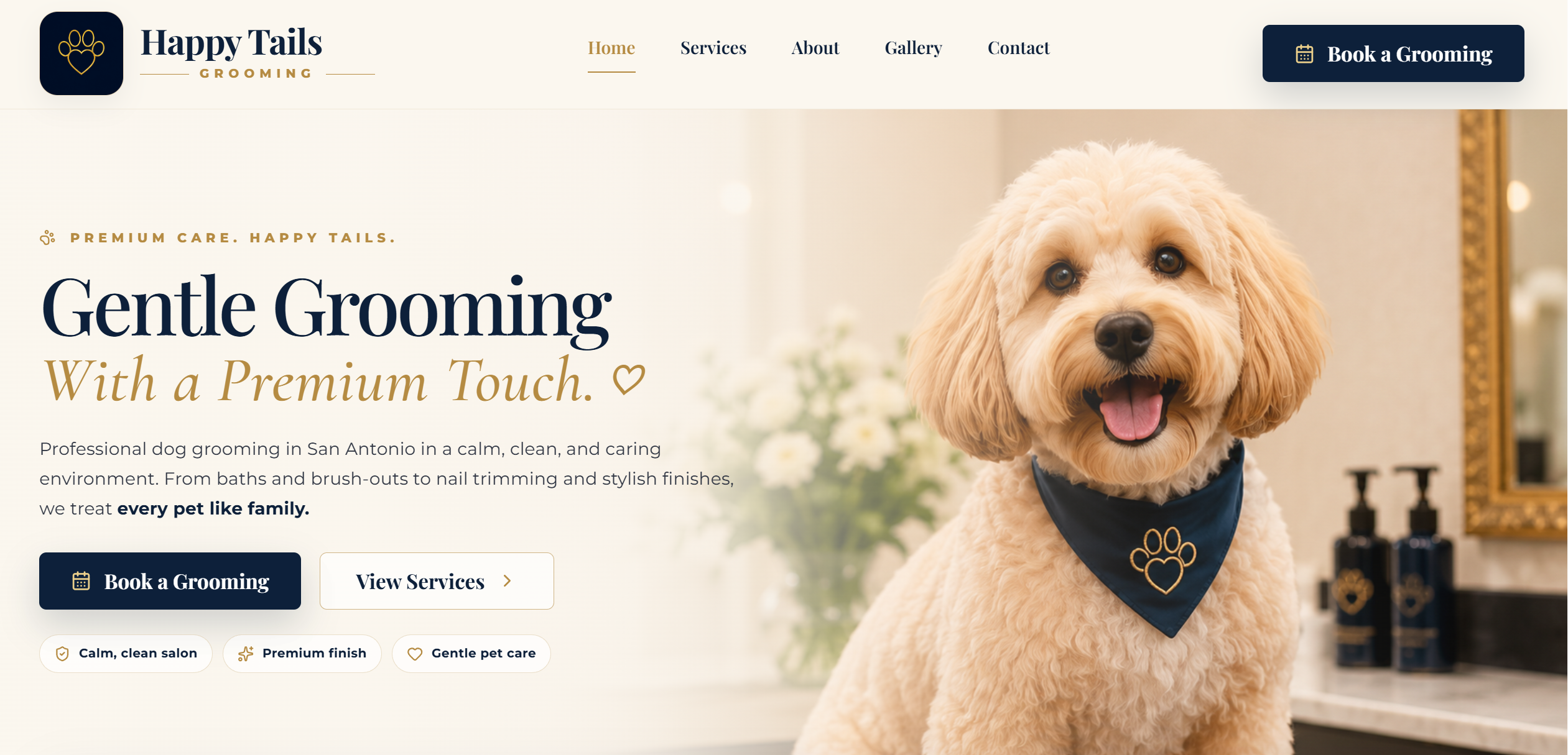 Pet grooming website preview