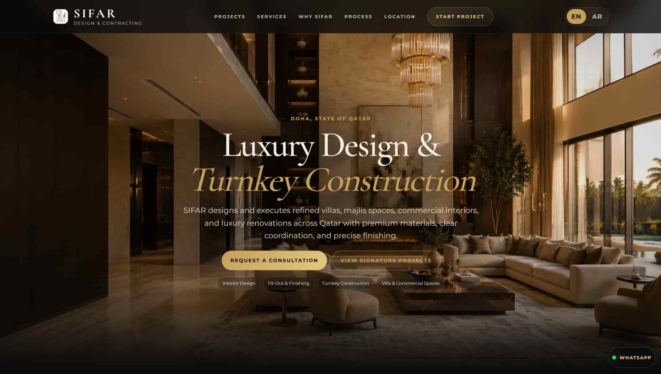 SIFAR luxury design Qatar website preview placeholder