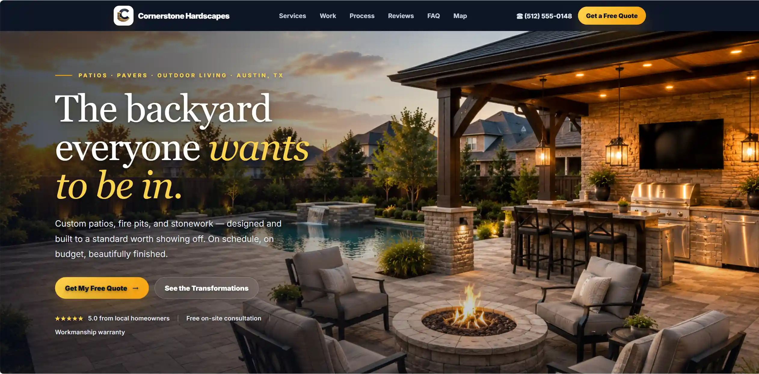 Cornerstone Hardscapes website screenshot
