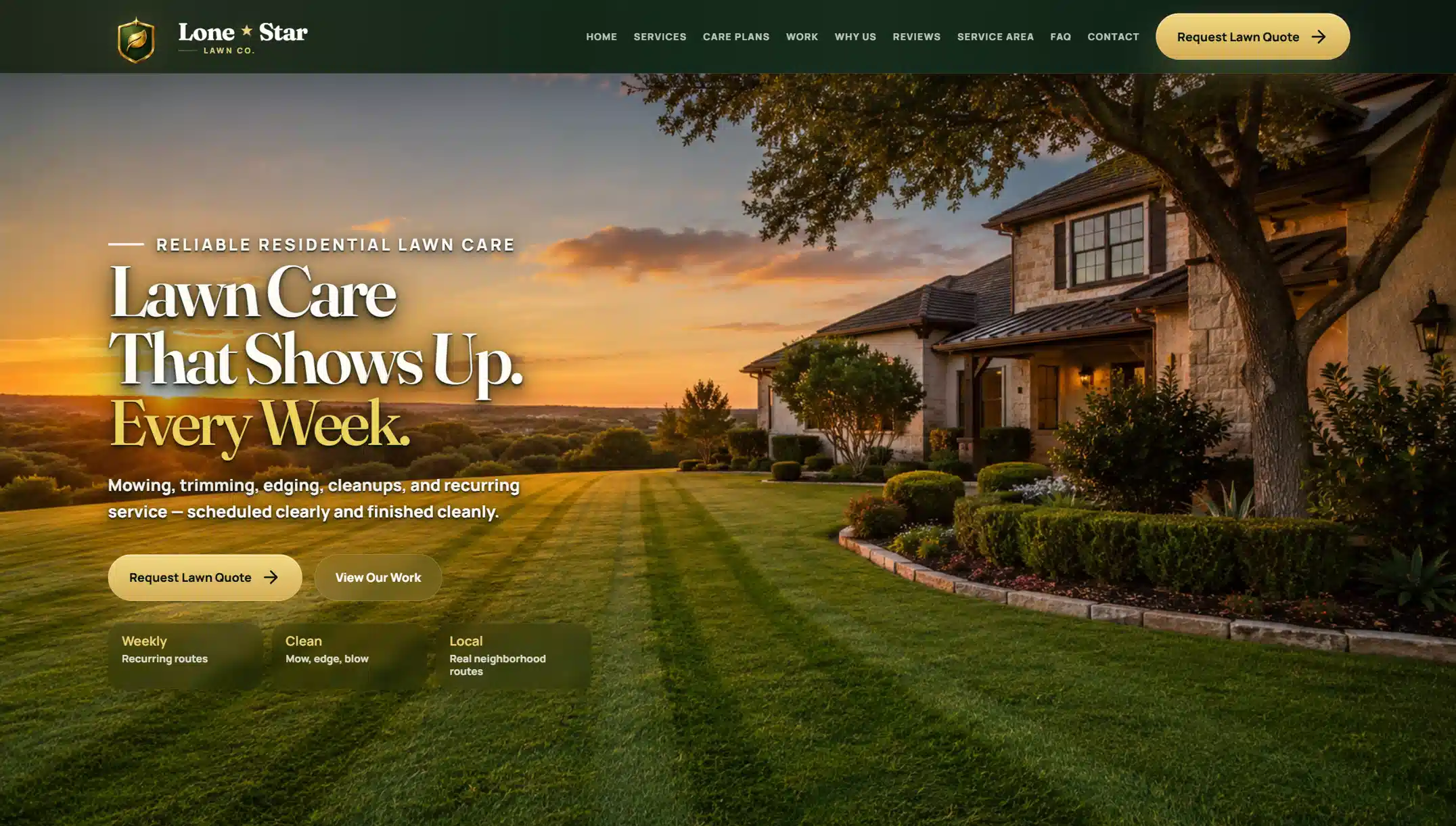 Lone Star Lawn Co lawn care website screenshot