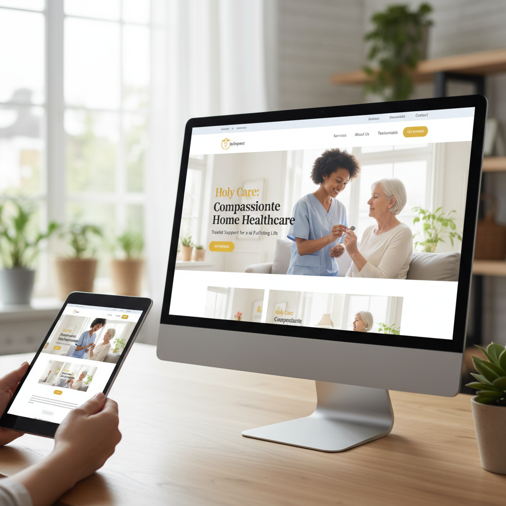 Modern home care website with AI receptionist and 24/7 inquiry automation
