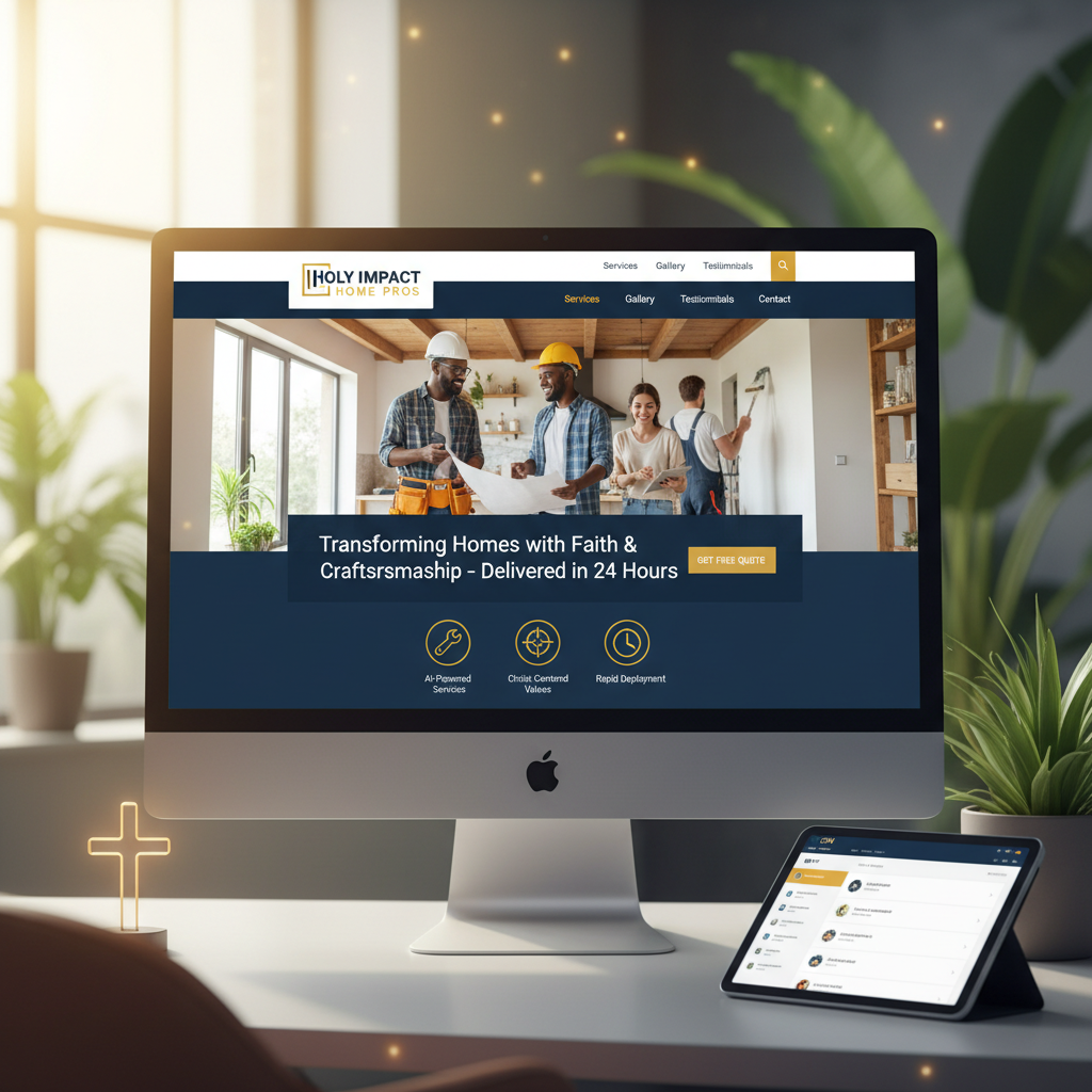 Modern contractor and local service business website with automated lead follow-up