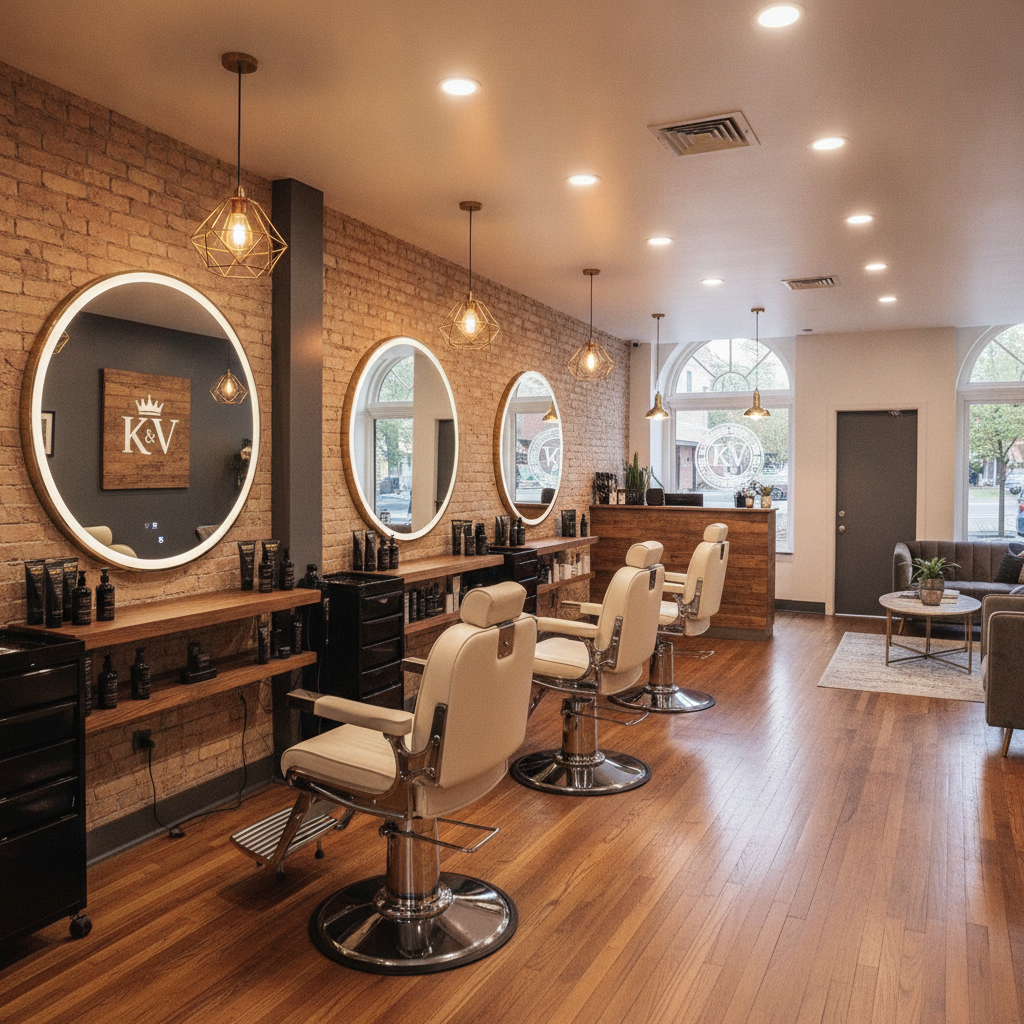 Luxurious interior of K & V Unisex Salon in Poughkeepsie