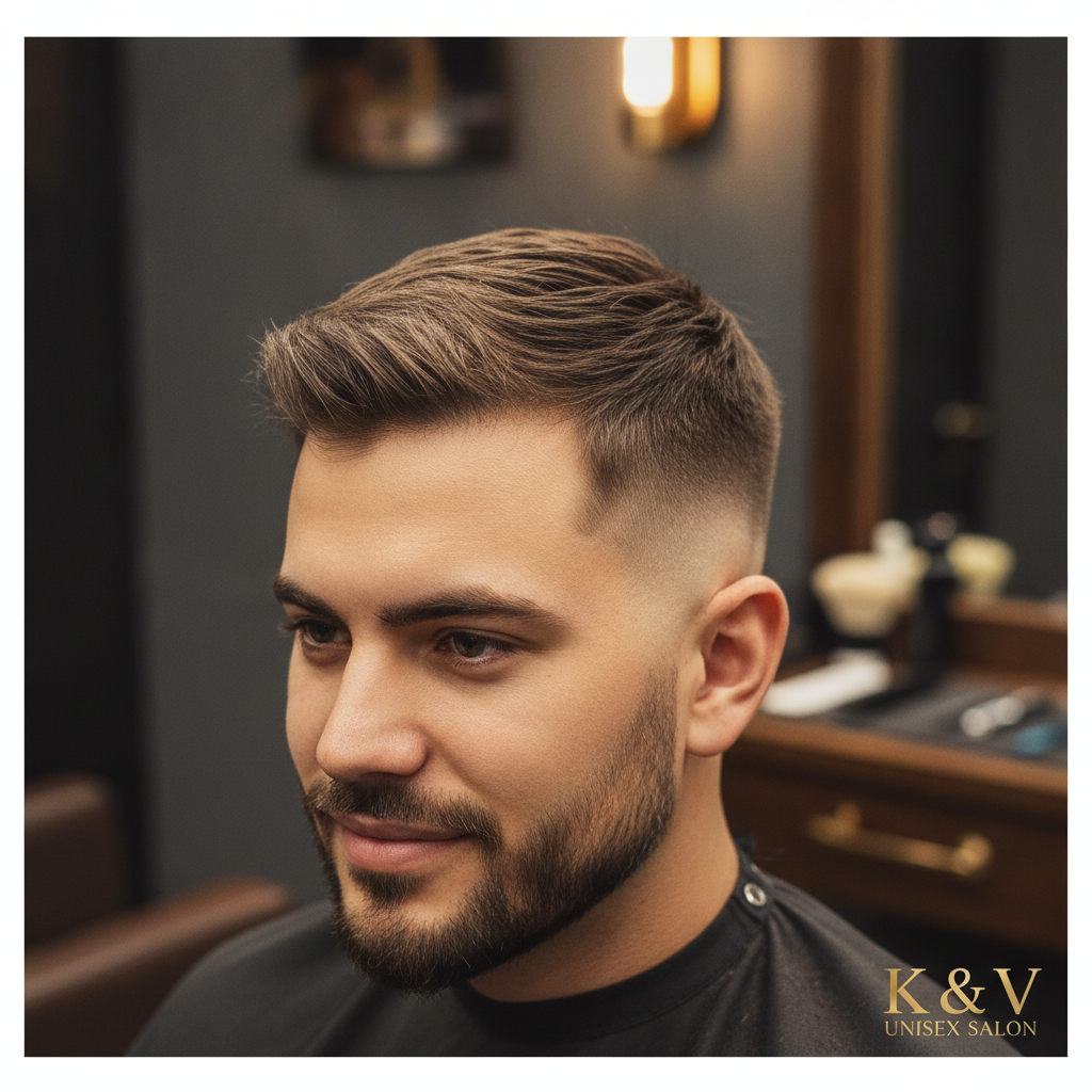 Close up of a precision skin fade haircut done at K & V Salon