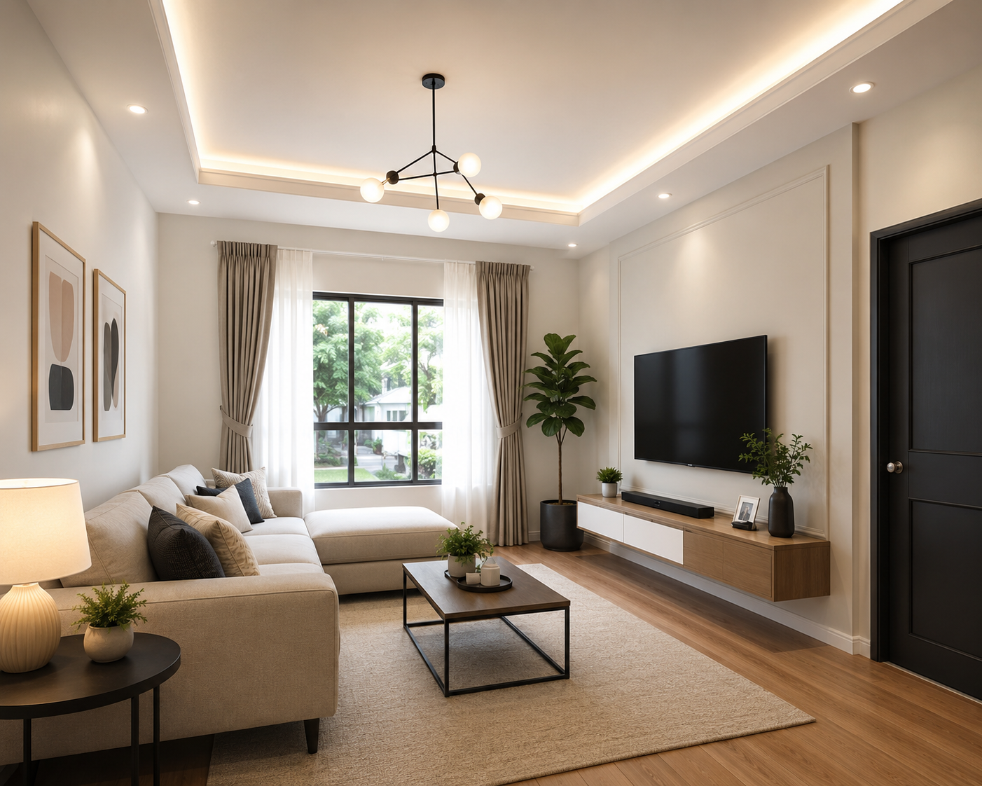 Flawless interior paint work in a residential living room by 5XP Construction